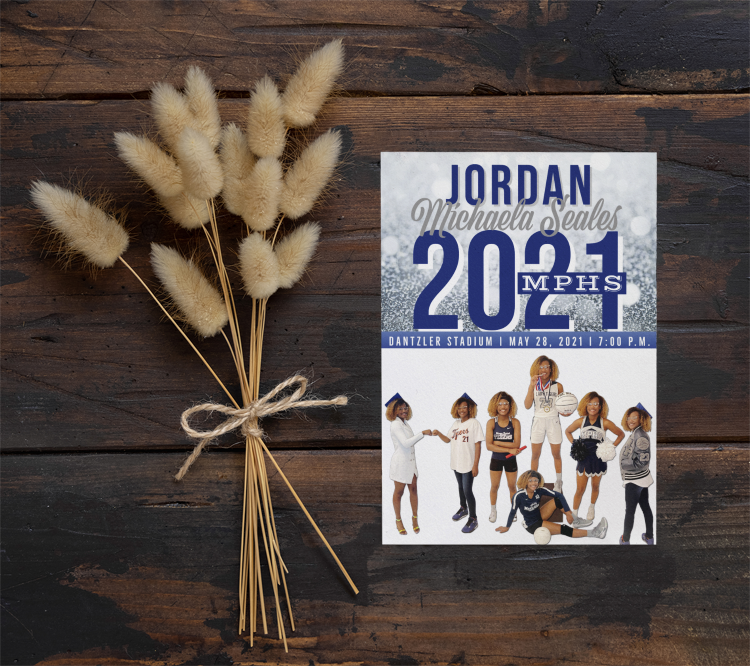 Graduation Glitter Invitation with Photo – Iridescence Design