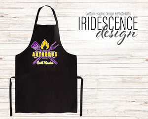 Grill Master with Utensils Apron with Name and Established Year