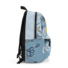 Load image into Gallery viewer, Bluey blue floral backpack with name