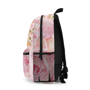 Vibrant Pink Floral Bluey Backpack, Back to school Stylish Bookbag, Unique Travel Backpack, Gift For Her