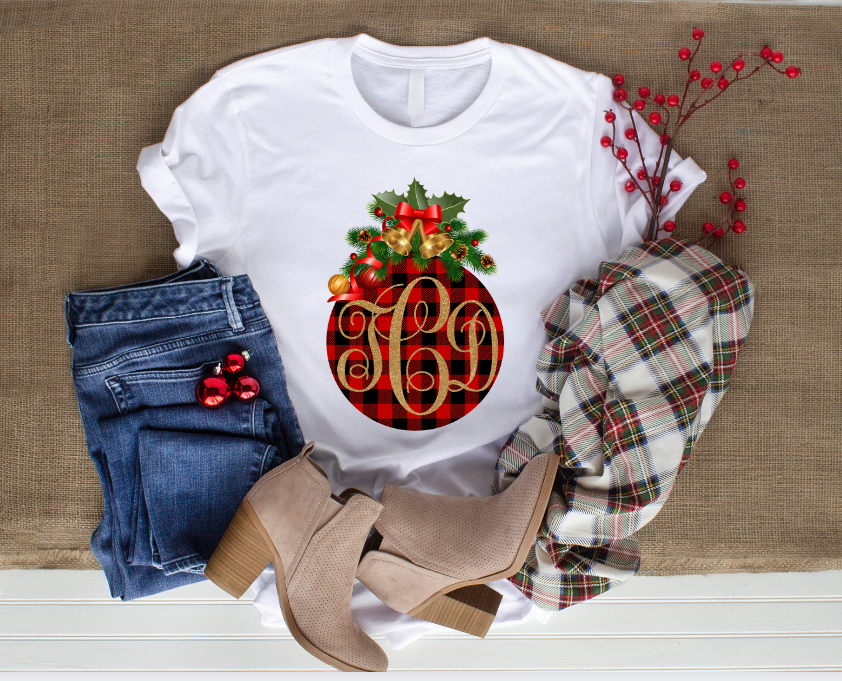 Buffalo Plaid Monogrammed Christmas Sweatshirt T shirt