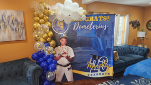 Graduation Vinyl Backdrop Banner with 1 Photo - RUSH or STANDARD Turnaround