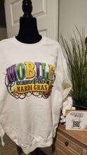 Load image into Gallery viewer, Mobile - Home of the Mardi Gras with Beads, Mask, Feather and Fleur de Lis T-Shirt or Sweatshirt