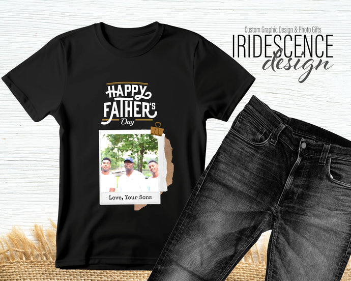 Happy Father's Day Black T-shirt with Photo