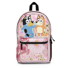 Load image into Gallery viewer, Vibrant Pink Floral Bluey Backpack, Back to school Stylish Bookbag, Unique Travel Backpack, Gift For Her