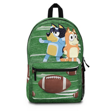 Load image into Gallery viewer, Sporty football Bluey Backpack, football Inspired Bag, School Knapsack, Athletic Gift Backpack