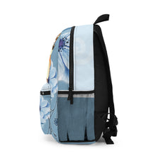 Load image into Gallery viewer, Bluey blue floral backpack with name