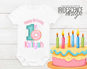 Donut Happy 1st Birthday T-shirt with Sprinkles