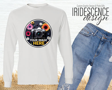 Color Long-Sleeved T-shirt with Full Color DTF Image on White or Color T-Shirts