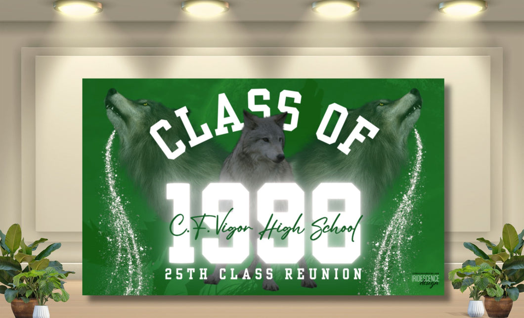 Class Reunion Custom Vinyl Backdrop Banner with Mascot and School Year