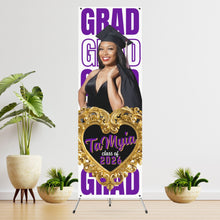 Load image into Gallery viewer, GRAD GRAD GRAD White background Vinyl Graduation Banner with photo   - 2 Day turnaround