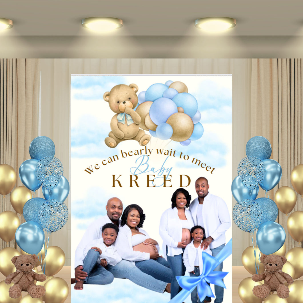 We Can Bearly Wait to Meet You Baby Shower Custom Vinyl Banner Backdrop - Variety of Sizes