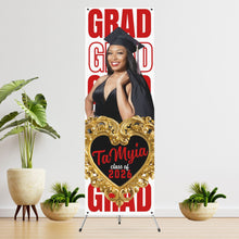 Load image into Gallery viewer, GRAD GRAD GRAD White background Vinyl Graduation Banner with photo   - 2 Day turnaround