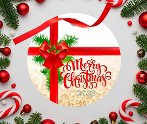 Merry Christmas Photo Ornament -  3.5 inch round