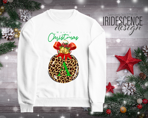 Leopard Christmas ornament monogrammed Sweatshirt / T-shirt