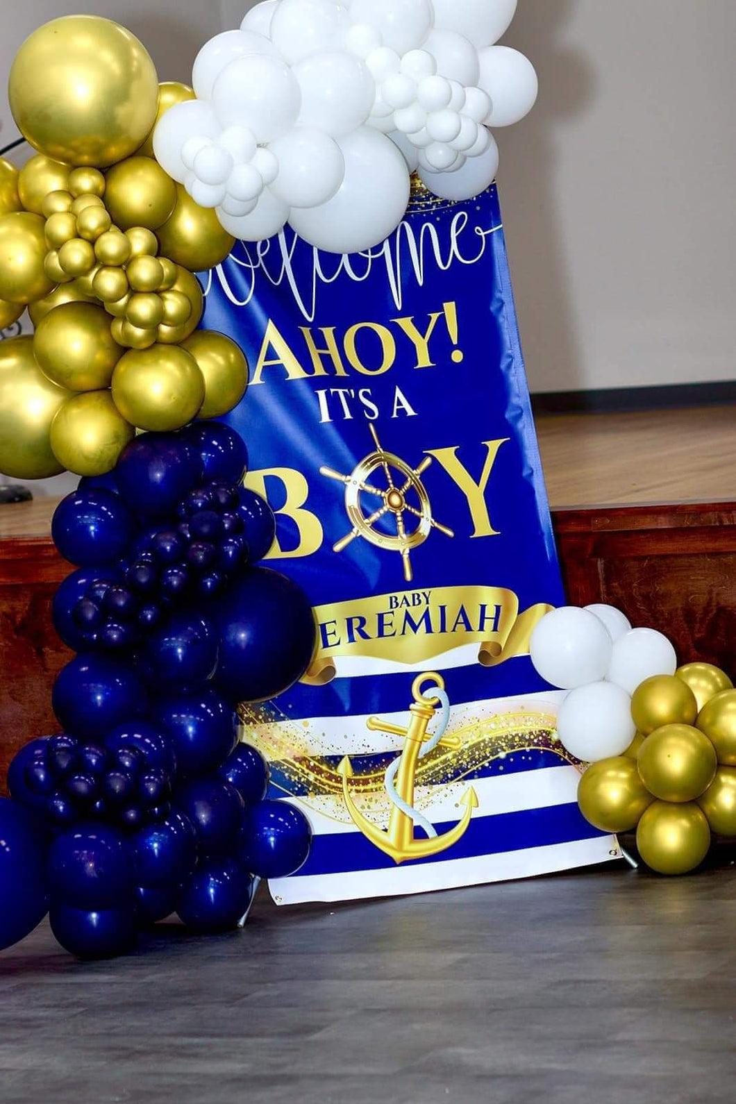 Ahoy it's a Boy Baby Shower Welcome vinyl Banner Backdrop - Variety of Sizes