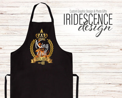 King of the Grill Apron - Black and Gold with Name