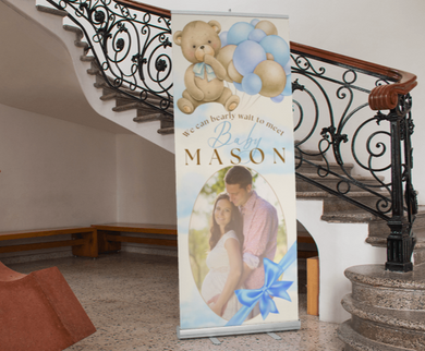 We can bearly wait to meet you - Baby Shower Retractable Banner or Banner only -  33.5