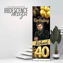 Load image into Gallery viewer, Custom Birthday Vinyl Banner with photo, name, and age - 2 Day turnaround