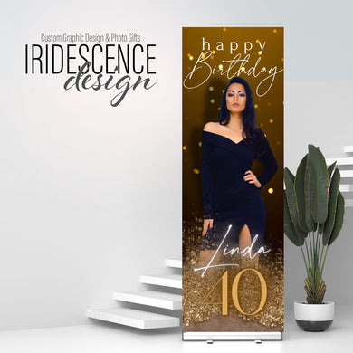 Custom Birthday Vinyl Banner with photo, name, and age - 2 Day turnaround