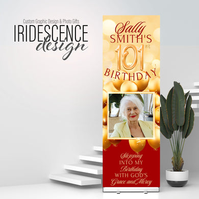 Custom Birthday Vinyl Banner with photo, name, and age - 2 Day turnaround
