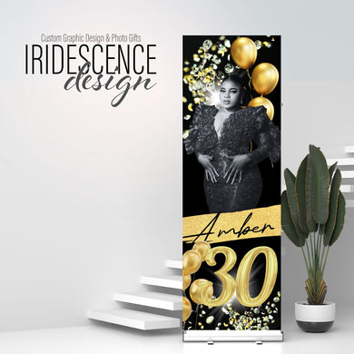 Custom Birthday Vinyl Banner with photo, name, and age - 2 Day turnaround