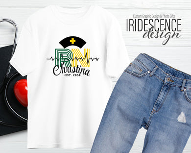 RN (Registered Nurse) with name and established year T-Shirt