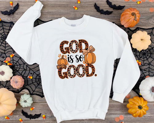 God is So Good Sweatshirt / T-shirt with Pumpkin image and Leopard Letters