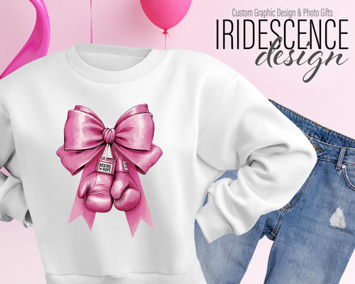 Breast Cancer Bow with Boxing Glove Sweatshirt / T-Shirt