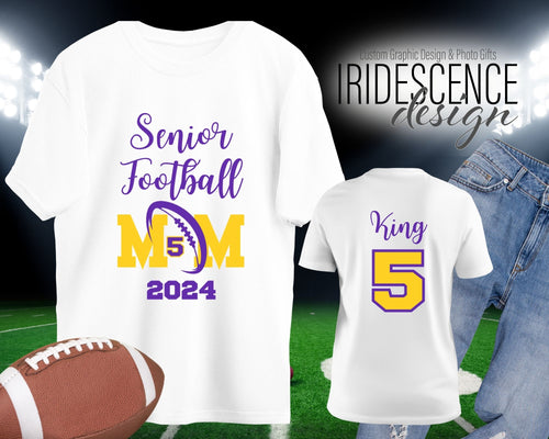 Senior Football Mom T-Shirt with Player number - Front and Back