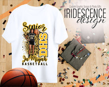 Load image into Gallery viewer, Senior Leopard background Basketball T-shirt