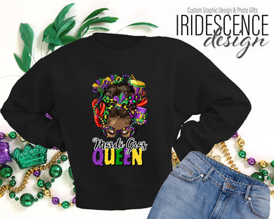 Mardi Gras Queen Messy Bun African American T-Shirt / Sweatshirt