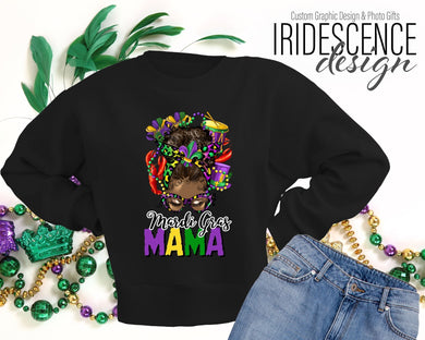 Mardi Gras Mama Messy Bun African American T-Shirt / Sweatshirt