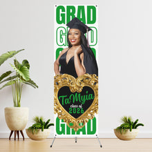 Load image into Gallery viewer, GRAD GRAD GRAD White background Vinyl Graduation Banner with photo   - 2 Day turnaround