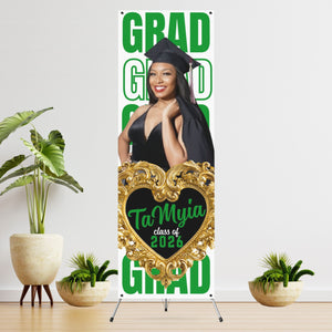 GRAD GRAD GRAD White background Vinyl Graduation Banner with photo   - 2 Day turnaround