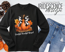 Load image into Gallery viewer, Grateful, Thankful, Blessed Pumpkin with Bow Sweatshirt / T-Shirt