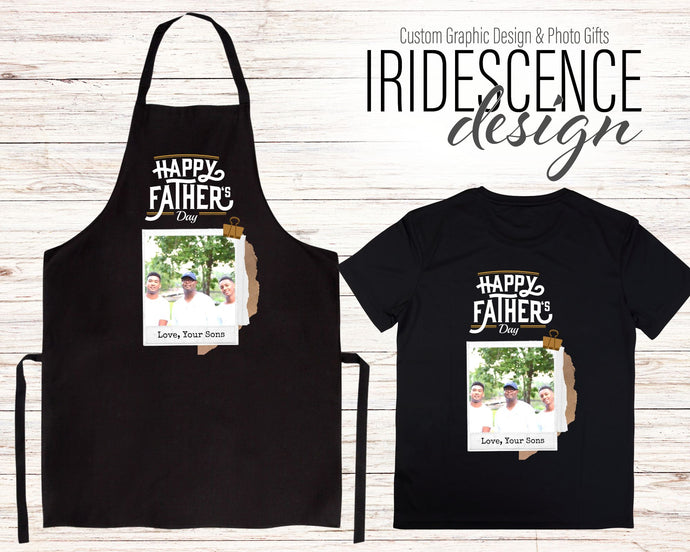 Father's Day Bundle with Black Apron and Black T-shirt with Photo