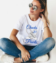 Load image into Gallery viewer, Chucks and Pearls Greek colors T-shirts