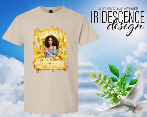 Memorial Funeral T-Shirts - Full Color Image on White or Color T-Shirts - DTF