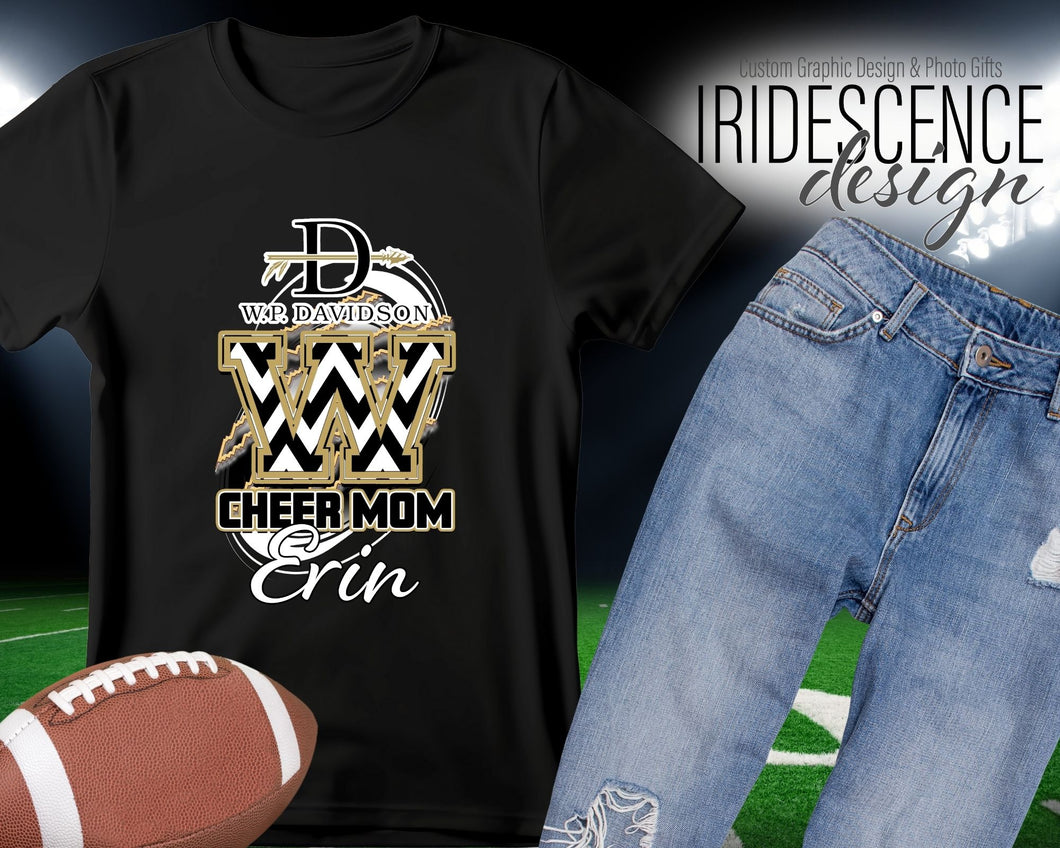 Cheer Mom t-shirt with Chevron print