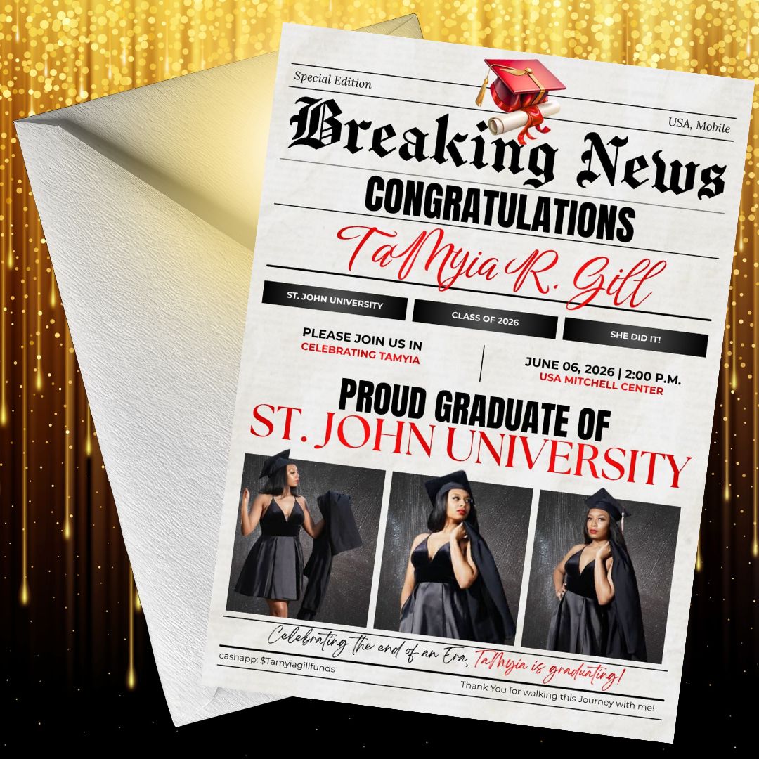 Paper Graduation Invitations News Paper Graduation Invitation with 3 Photos – Iridescence Design