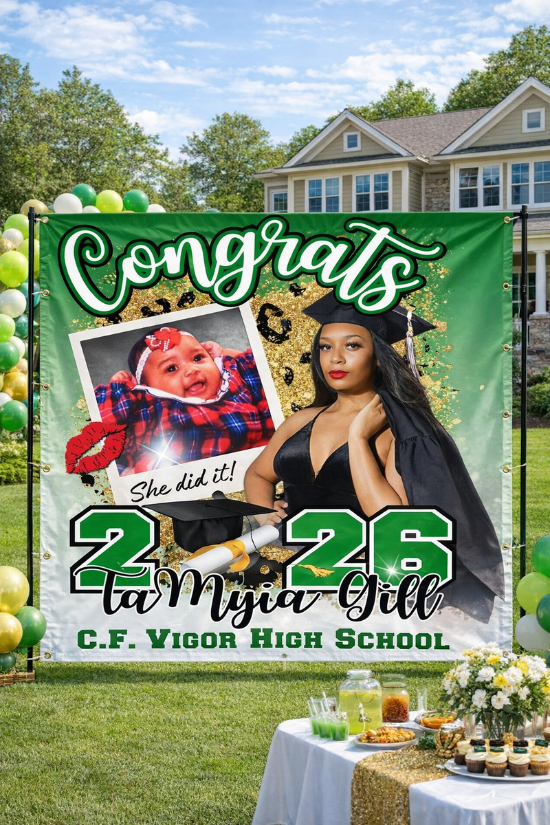 Congrats! Graduation Vinyl Backdrop Banner with Photos - RUSH or STAND ...