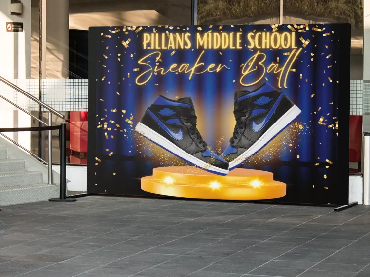 Sneaker Ball Vinyl Banner Backdrop - RUSH or STANDARD Turnaround