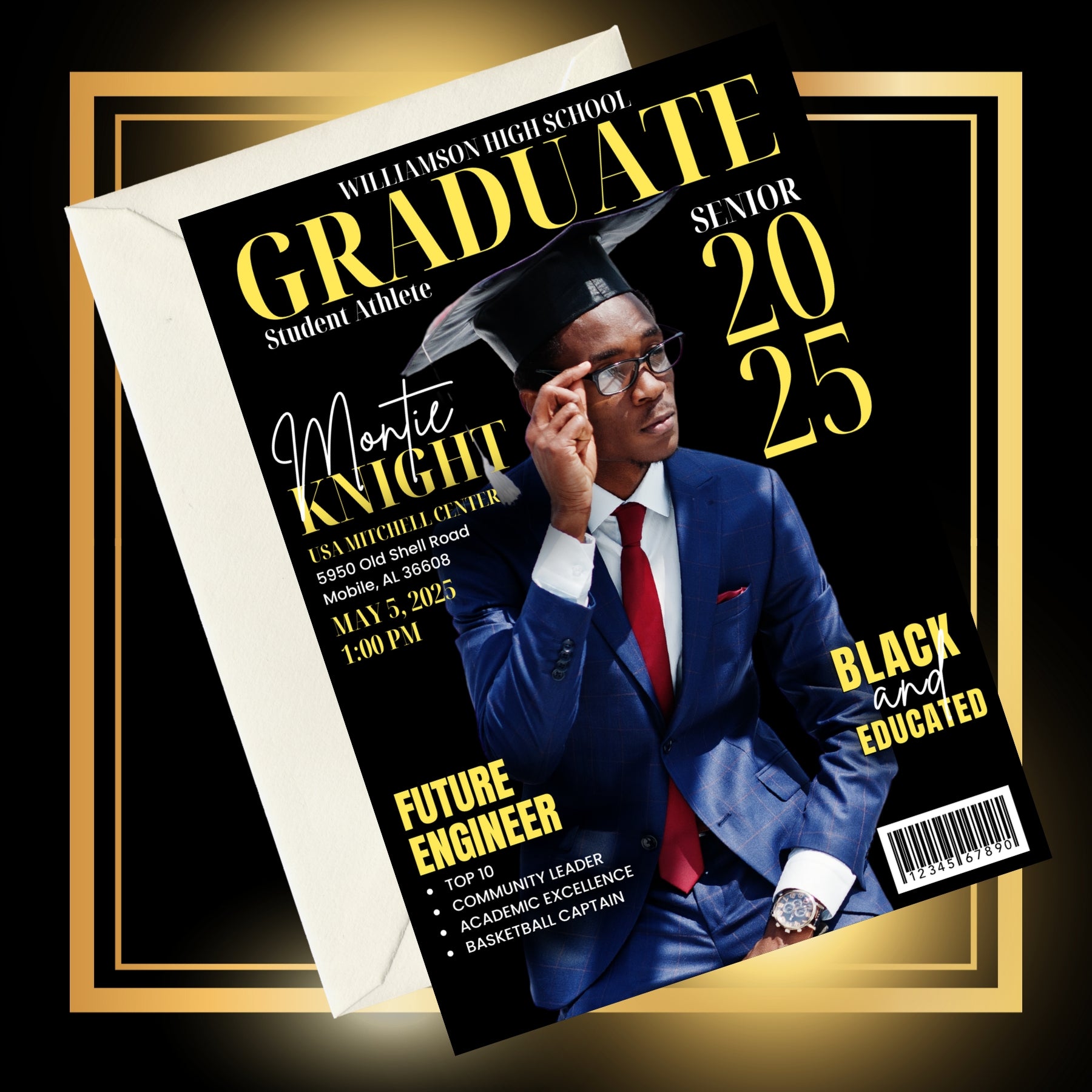 Graduation Photo Magazine Magazine Cover Graduation Invitation with Photo – Iridescence Design