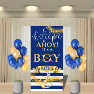 Ahoy it's a Boy Baby Shower Welcome vinyl Banner Backdrop - Variety of Sizes