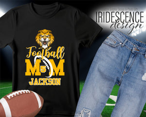 Football Mom t-shirt with Name, Number, and Mascot