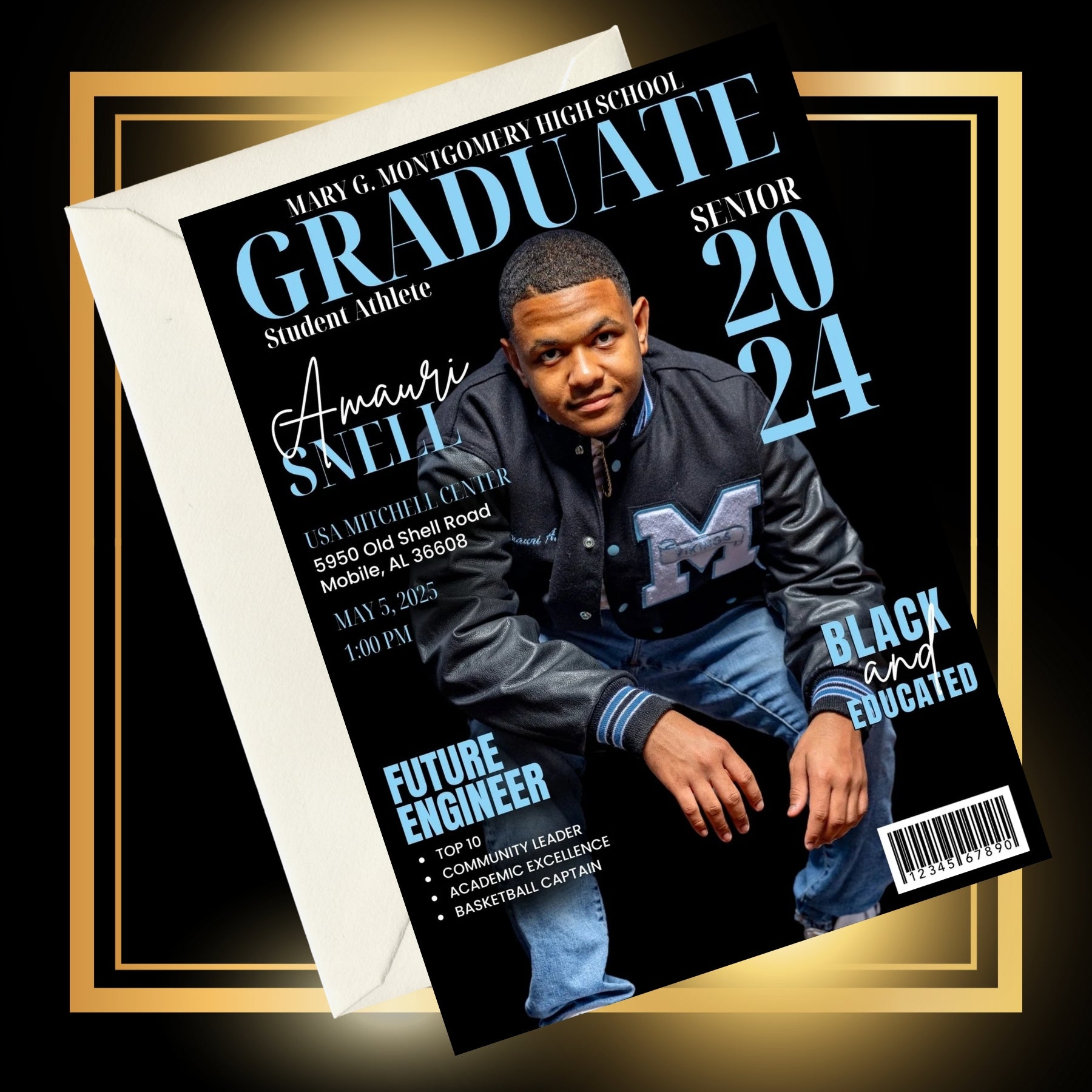 Graduation Photo Magazine Magazine Cover Graduation Invitation with Photo – Iridescence Design