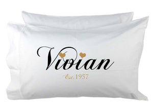 Pillowcase with name and established Date