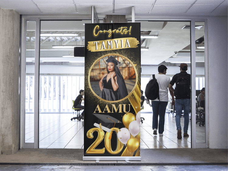 Black and Gold Graduate Retractable Banner -33.5