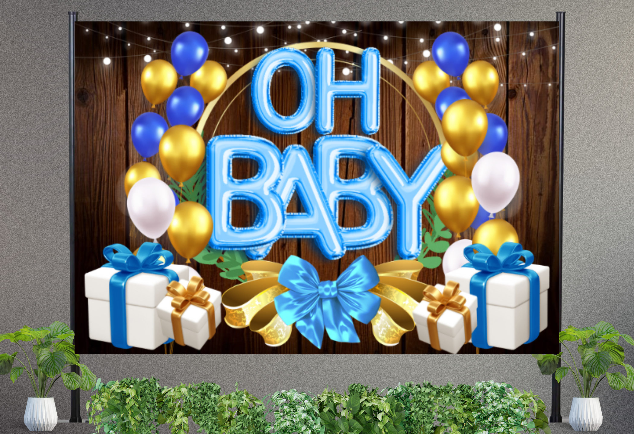 Baby Shower Vinyl Banner Backdrop Oh Baby - RUSH or STANDARD Turnaroun –  Iridescence Design, image size:2100x1440